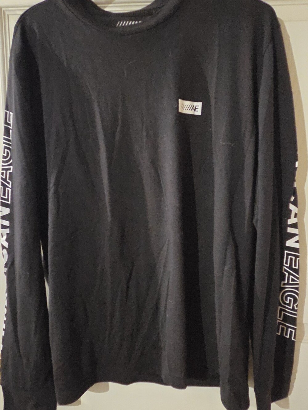 American Eagle Outfitters Black Long Sleeve Logo Tee